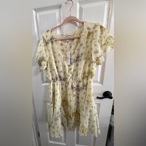 Steve Madden Pale Yellow Floral Button-Front Dress